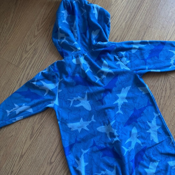 🟢3/$15 Wonder Nation Shark Pajamas (Boys 6/7) Fleece Zip-Up One-Piece - Picture 9 of 9